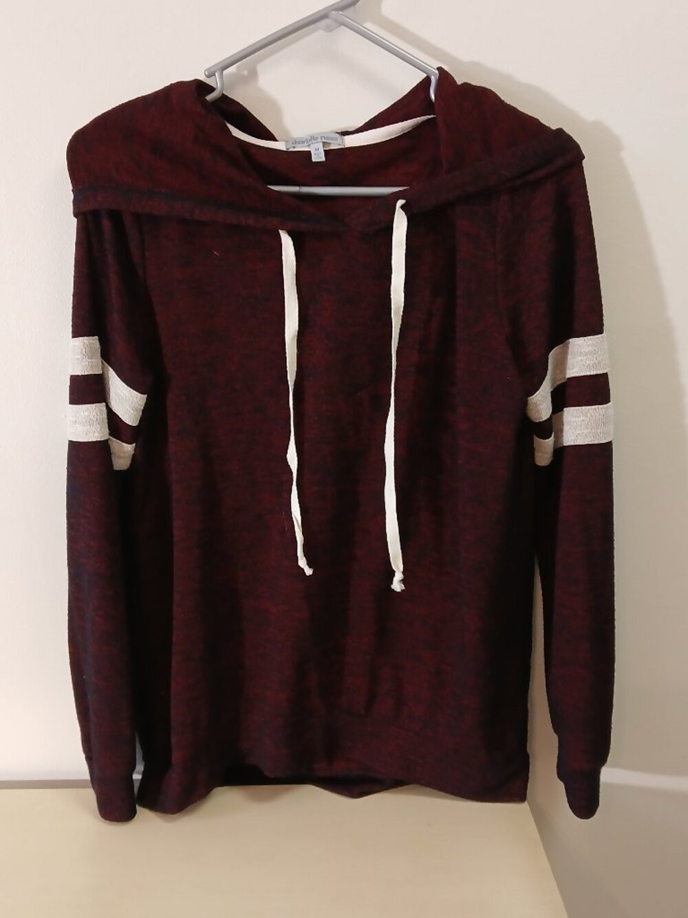 Charlotte Russe burgundy/cream hoodie - size medium